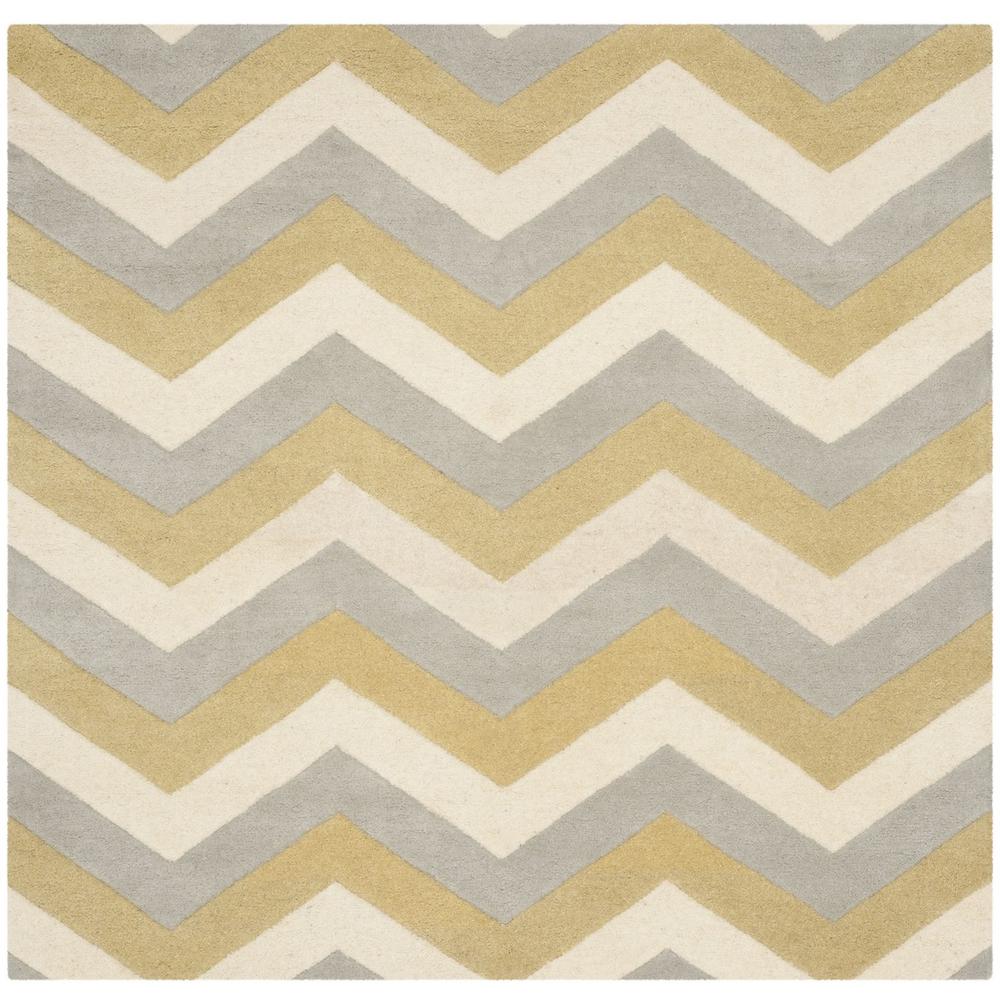 CHATHAM, GREY / GOLD, 7' X 7' Square, Area Rug. Picture 1