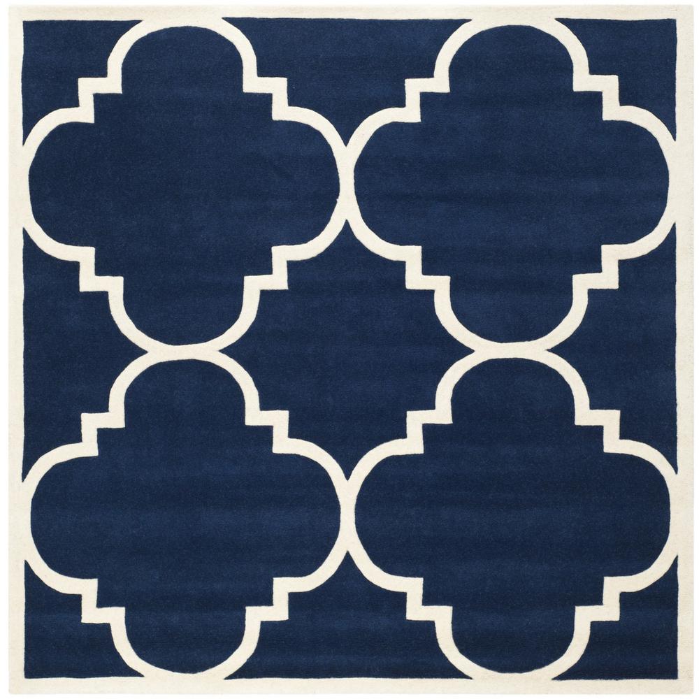 CHATHAM, DARK BLUE / IVORY, 5' X 5' Square, Area Rug, CHT730C-5SQ. Picture 1
