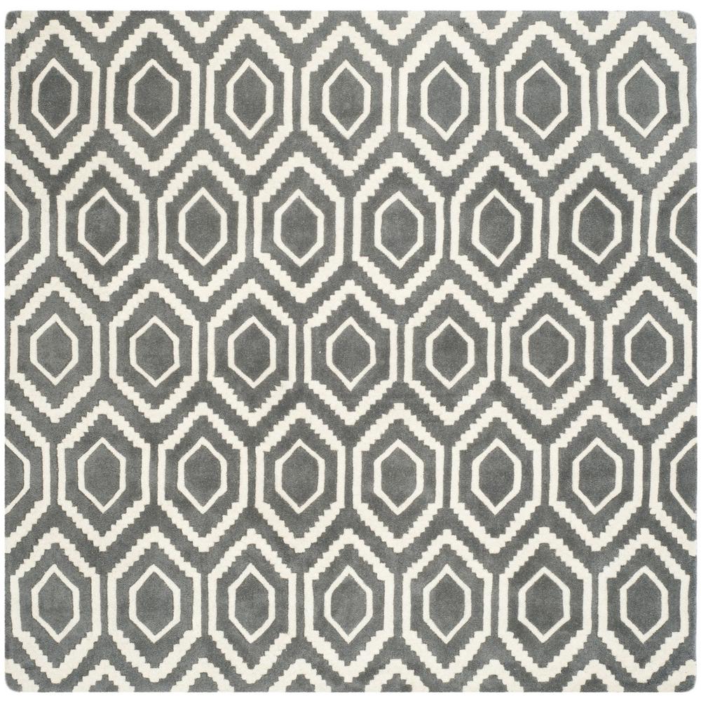 CHATHAM, DARK GREY / IVORY, 7' X 7' Square, Area Rug, CHT731D-7SQ. Picture 1