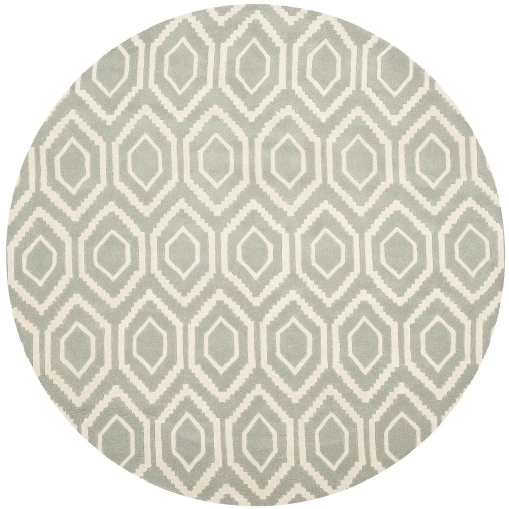 CHATHAM, GREY / IVORY, 5' X 5' Round, Area Rug, CHT731E-5R. Picture 1
