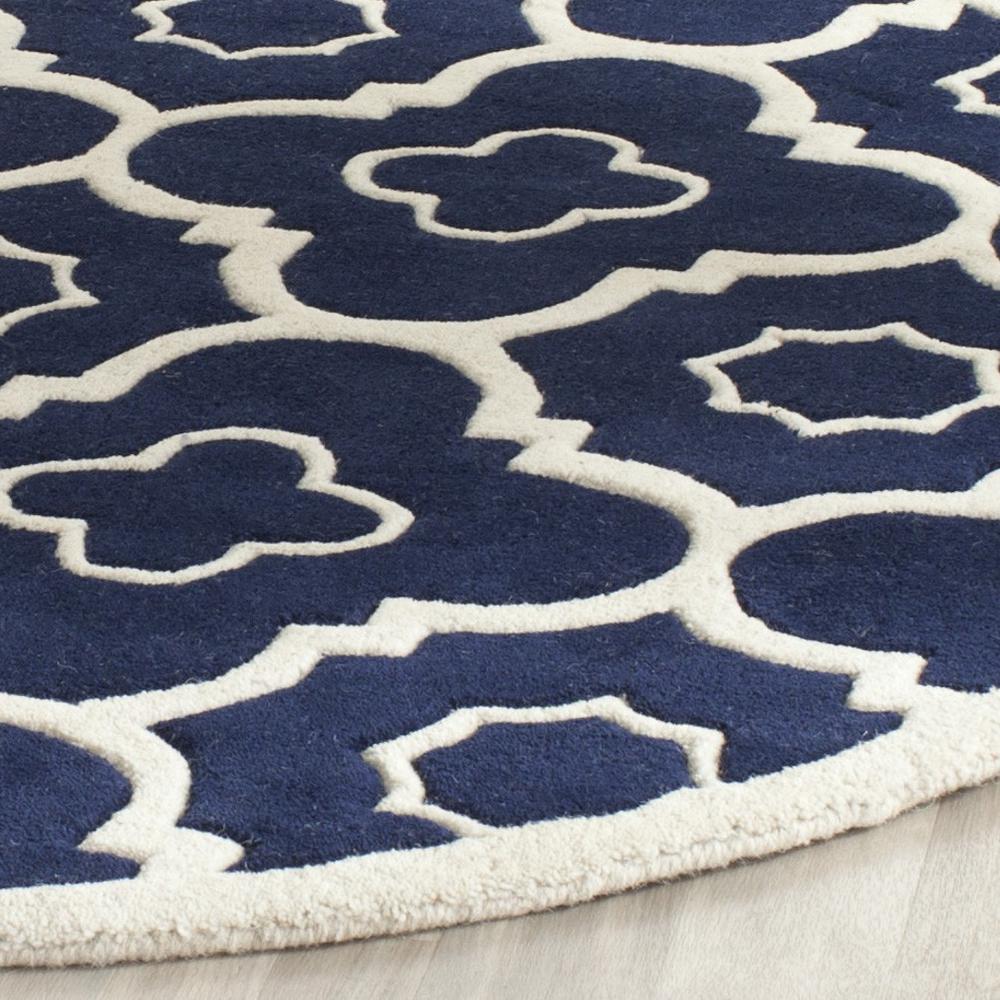 CHATHAM, DARK BLUE / IVORY, 7' X 7' Round, Area Rug, CHT750C-7R. The main picture.