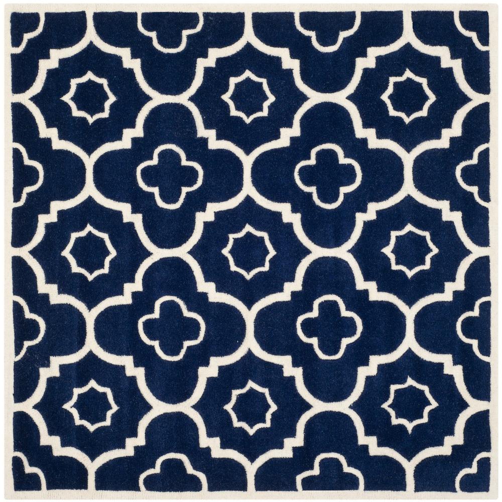 CHATHAM, DARK BLUE / IVORY, 5' X 5' Square, Area Rug, CHT750C-5SQ. Picture 1