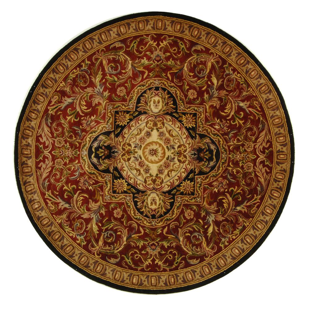 CLASSIC, RED / BLACK, 6' X 6' Round, Area Rug. Picture 1