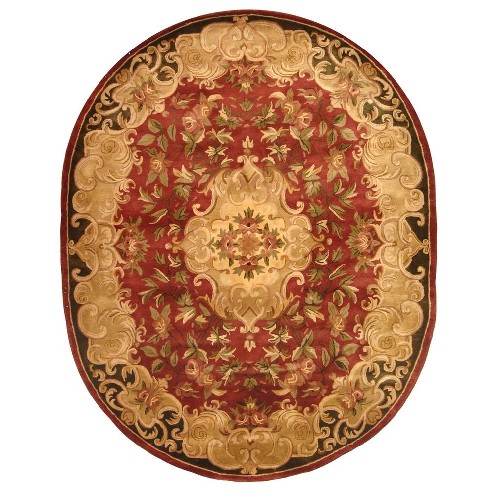 CLASSIC, RUST / GREEN, 7'-6" X 9'-6" Oval, Area Rug. The main picture.