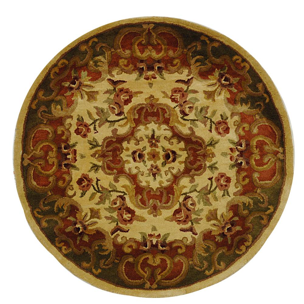 CLASSIC, IVORY / GREEN, 6' X 6' Round, Area Rug. Picture 1