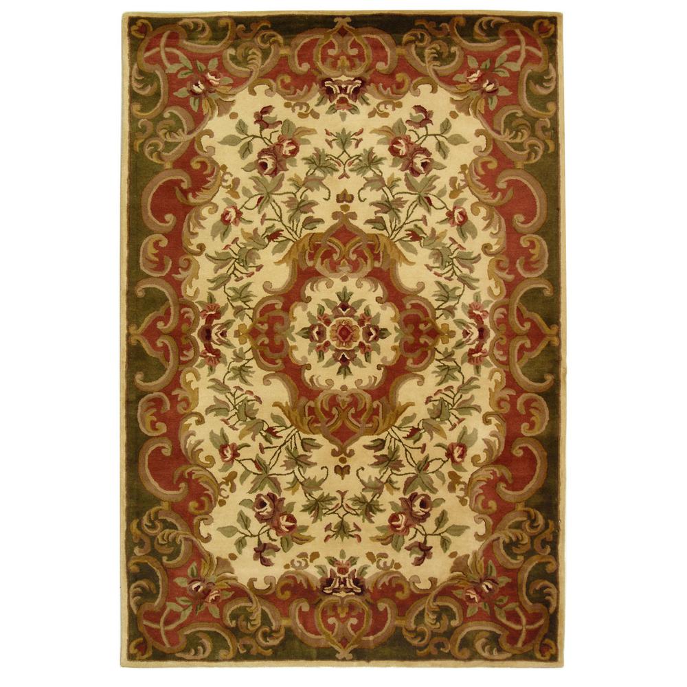 CLASSIC, IVORY / GREEN, 6' X 9', Area Rug. Picture 1