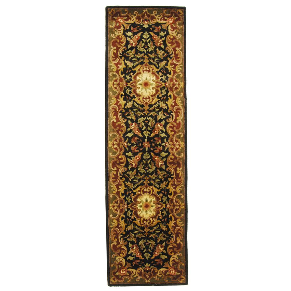 CLASSIC, BLACK / GREEN, 2'-3" X 12', Area Rug. Picture 1