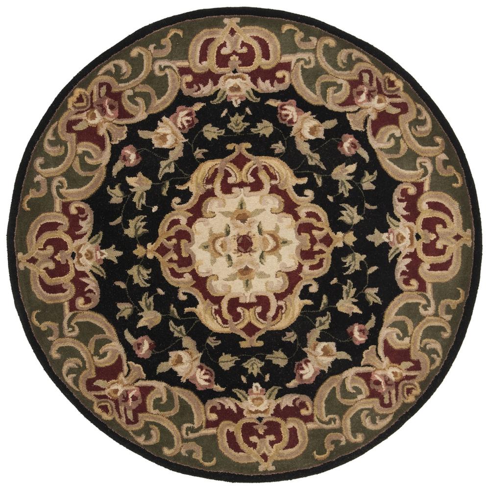 CLASSIC, BLACK / GREEN, 6' X 6' Round, Area Rug. The main picture.