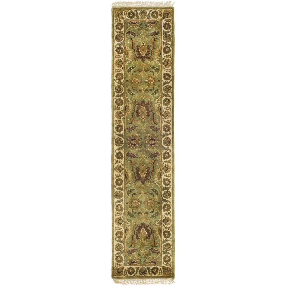 CLASSIC, GREEN / IVORY, 2'-3" X 12', Area Rug. Picture 1