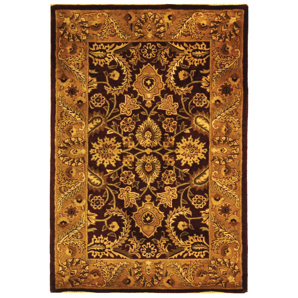 CLASSIC, BURGUNDY / GOLD, 5' X 8', Area Rug. Picture 1