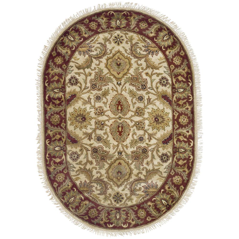 CLASSIC, IVORY / RED, 7'-6" X 9'-6" Oval, Area Rug. Picture 1