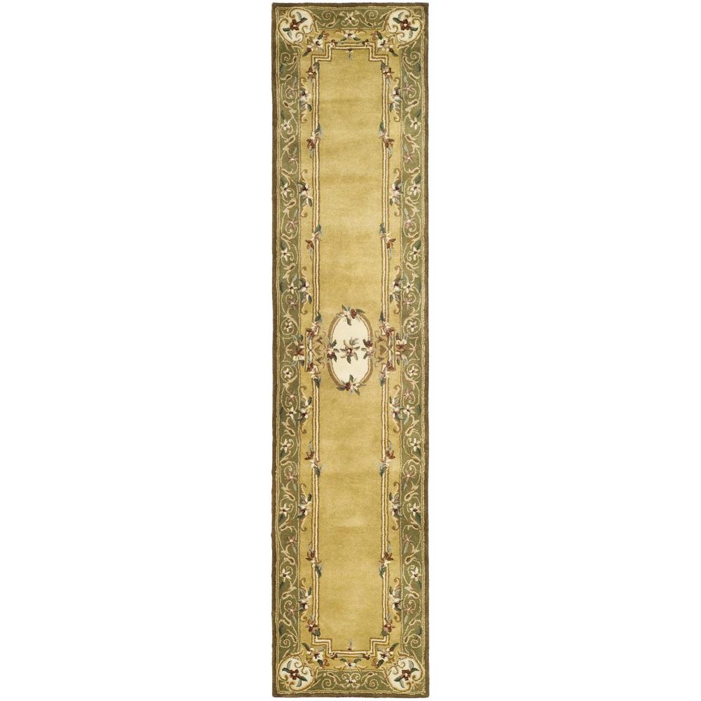 CLASSIC, LIGHT GOLD / GREEN, 2'-3" X 12', Area Rug. The main picture.