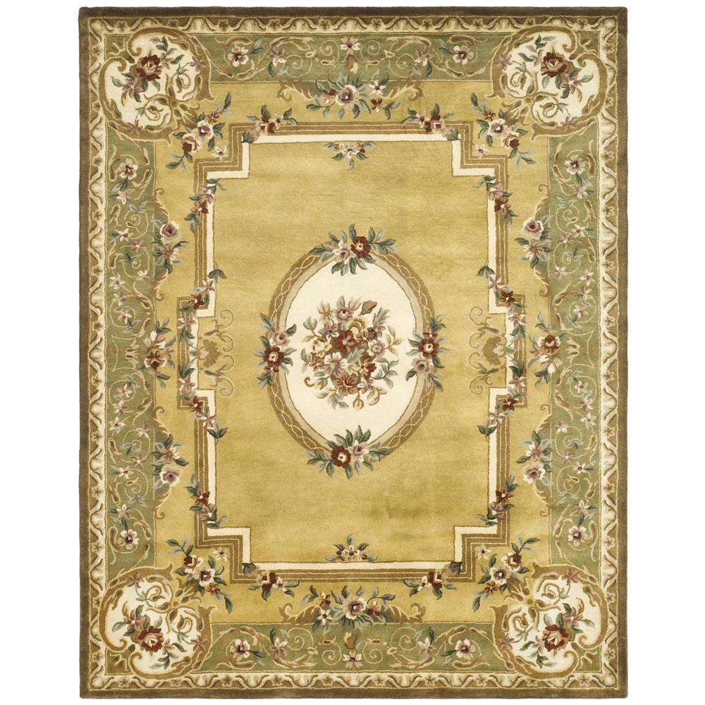 CLASSIC, LIGHT GOLD / GREEN, 7'-6" X 9'-6", Area Rug. The main picture.