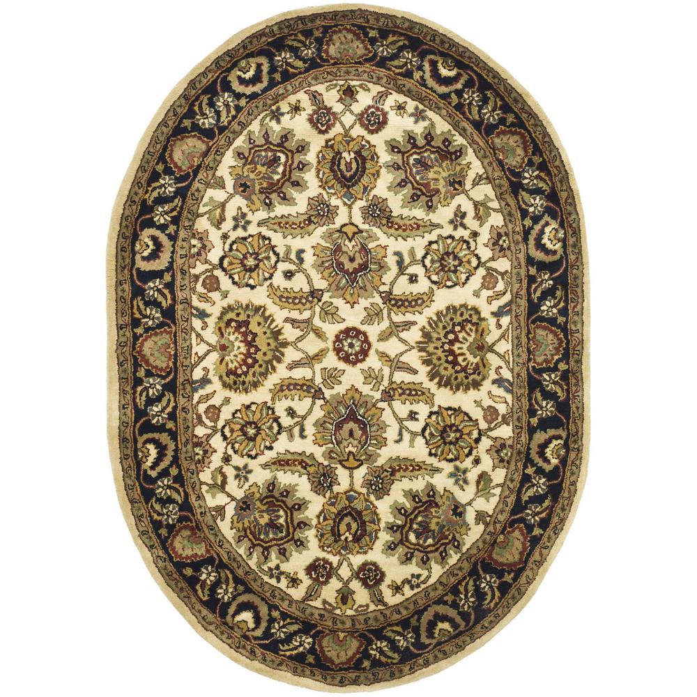 CLASSIC, IVORY / NAVY, 7'-6" X 9'-6" Oval, Area Rug. The main picture.
