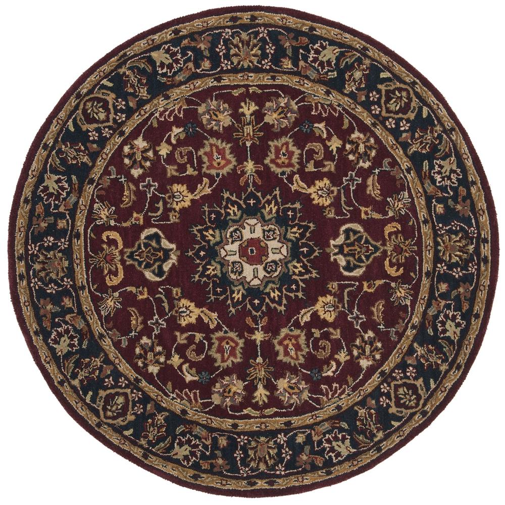 CLASSIC, BURGUNDY / NAVY, 6' X 6' Round, Area Rug. The main picture.