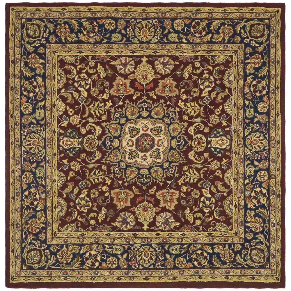 CLASSIC, BURGUNDY / NAVY, 8' X 8' Square, Area Rug. Picture 1