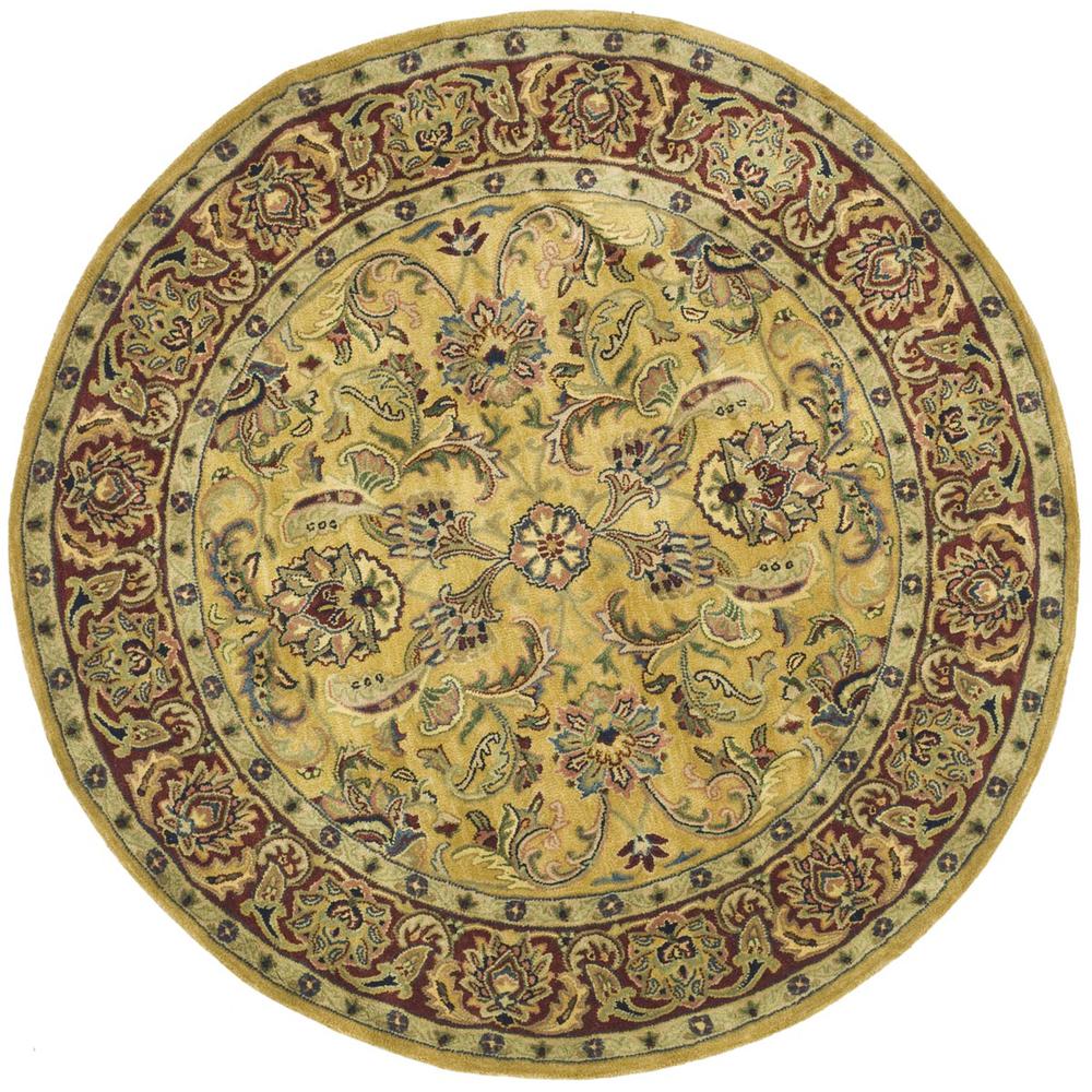CLASSIC, GOLD / RED, 5' X 5' Round, Area Rug. Picture 1