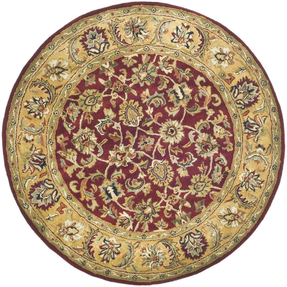 CLASSIC, RED / GOLD, 5' X 5' Round, Area Rug. Picture 1
