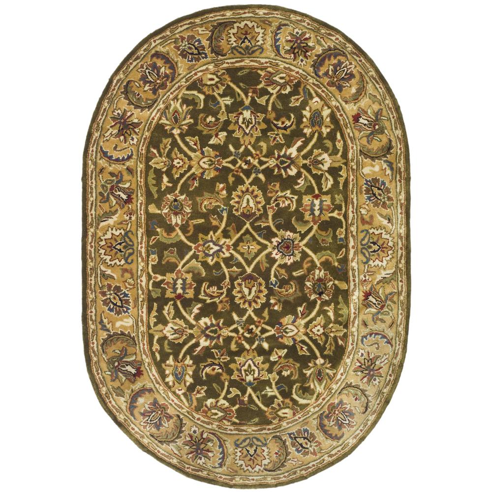 CLASSIC, OLIVE / CAMEL, 7'-6" X 9'-6" Oval, Area Rug. Picture 1