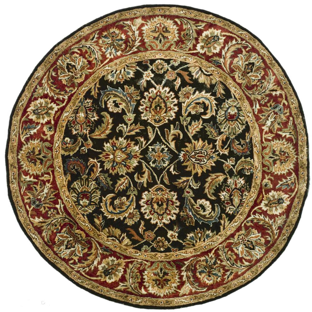 CLASSIC, DARK OLIVE / RED, 8' X 8' Round, Area Rug. Picture 1