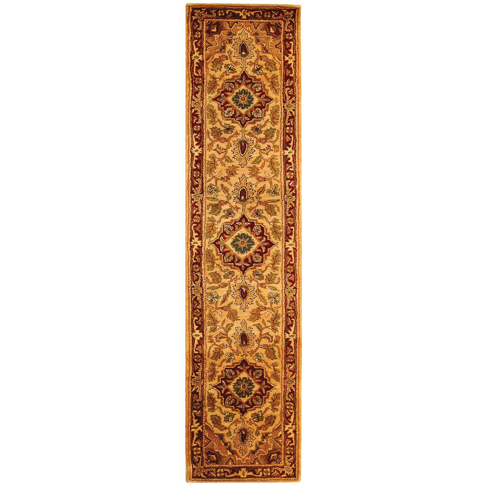 CLASSIC, LIGHT GOLD / RED, 2'-3" X 12', Area Rug. Picture 1