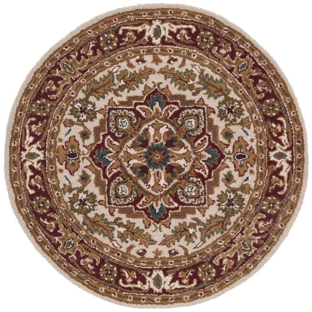 CLASSIC, LIGHT GOLD / RED, 6' X 6' Round, Area Rug. Picture 1