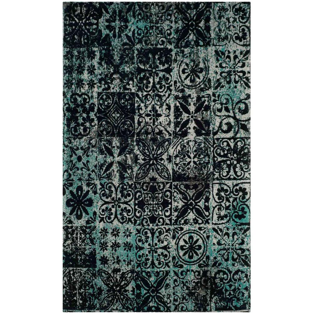 CLV-CLASSIC VINTAGE, TEAL / BLACK, 5' X 8', Area Rug. Picture 1