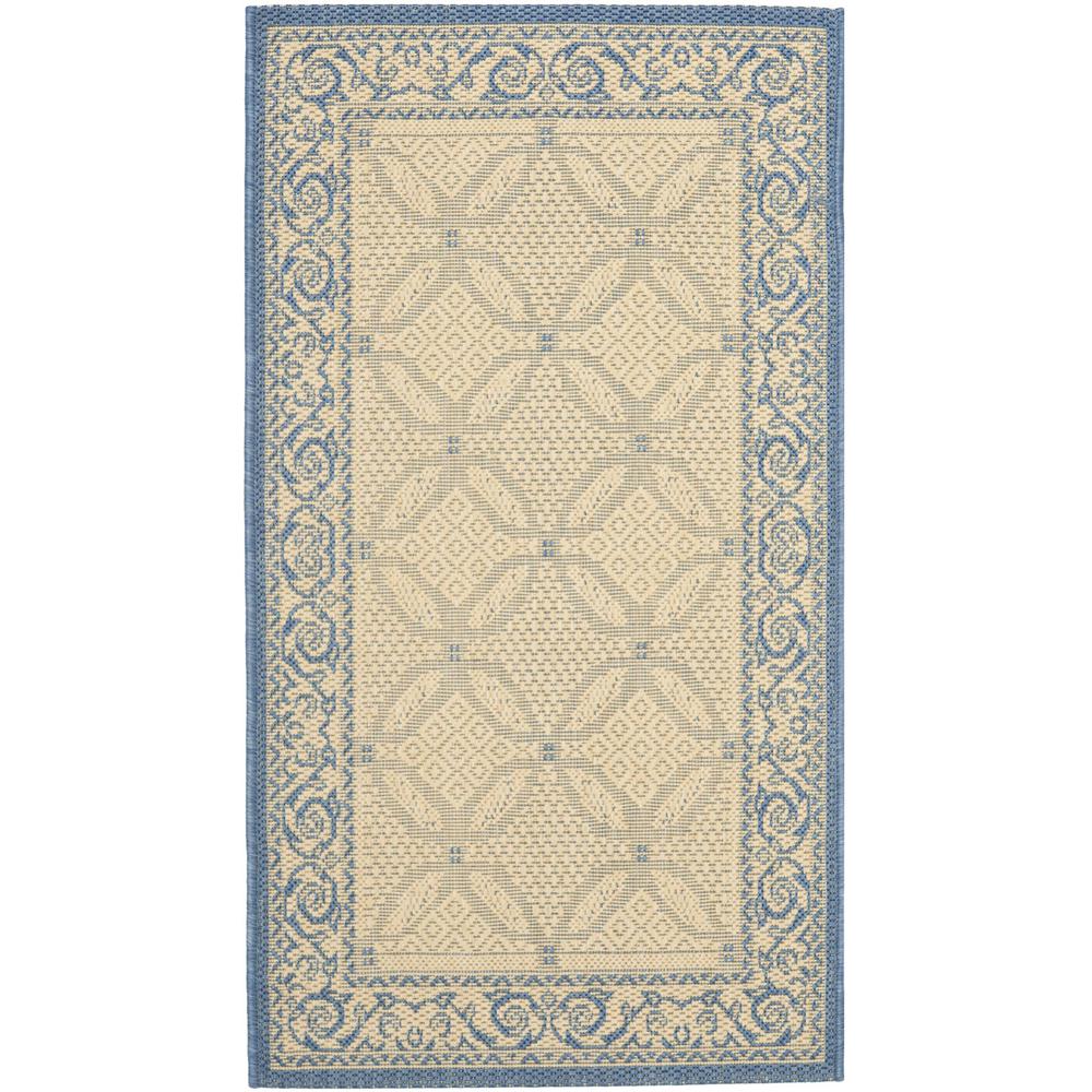 COURTYARD, NATURAL / BLUE, 2'-3" X 14', Area Rug, CY1502-3101-214. Picture 1