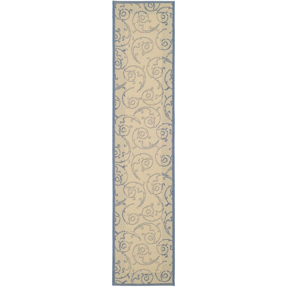 COURTYARD, NATURAL / BLUE, 2'-3" X 10', Area Rug, CY2665-3101-210. Picture 1