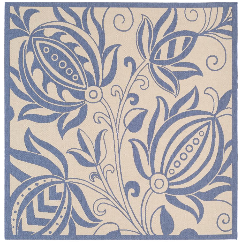COURTYARD, NATURAL / BLUE, 7'-10" X 7'-10" Square, Area Rug, CY2961-3101-8SQ. Picture 1