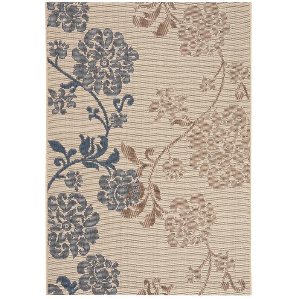 COURTYARD, NATURAL BROWN / BLUE, 6'-7" X 9'-6", Area Rug, CY4027B-6. Picture 1