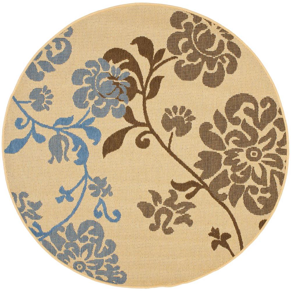 COURTYARD, NATURAL BROWN / BLUE, 6'-7" X 6'-7" Round, Area Rug, CY4027B-7R. Picture 1