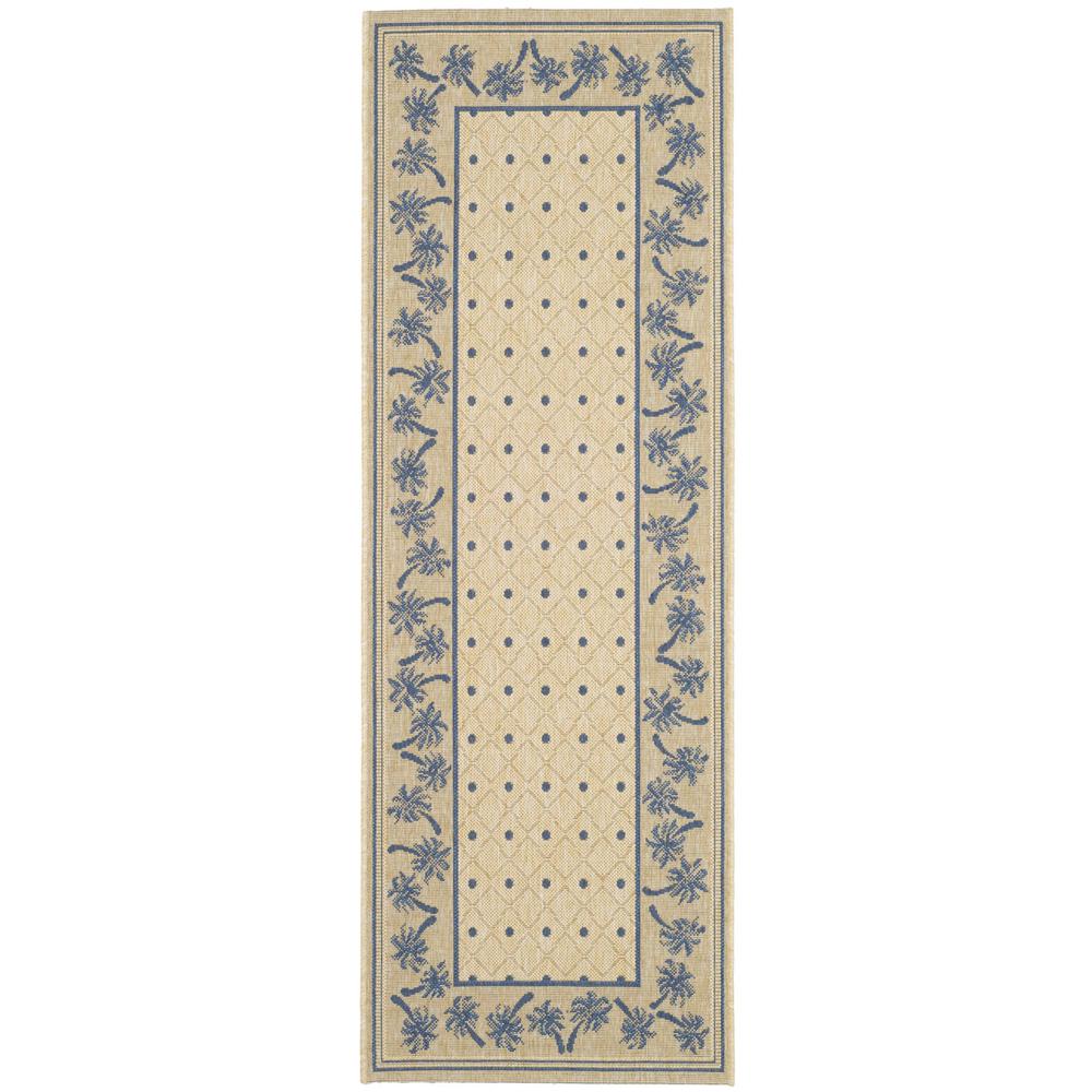 COURTYARD, IVORY / BLUE, 2'-7" X 8'-2", Area Rug. Picture 1