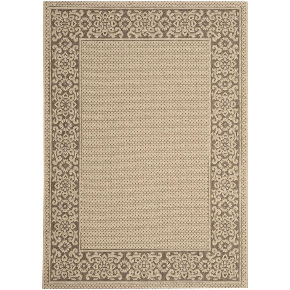 COURTYARD, CREAM / LIGHT CHOCOLATE, 6'-7" X 9'-6", Area Rug. Picture 1