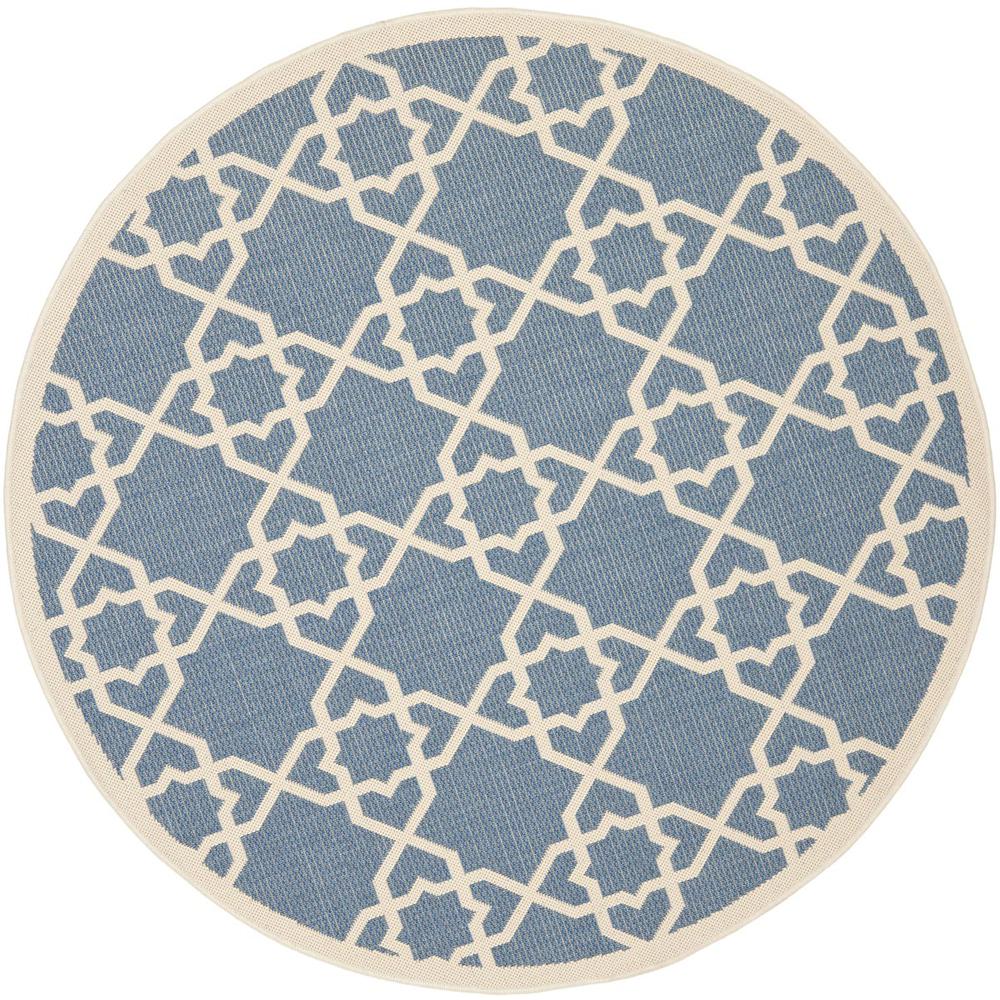 COURTYARD, BLUE / BEIGE, 6'-7" X 6'-7" Round, Area Rug, CY6032-243-7R. Picture 1