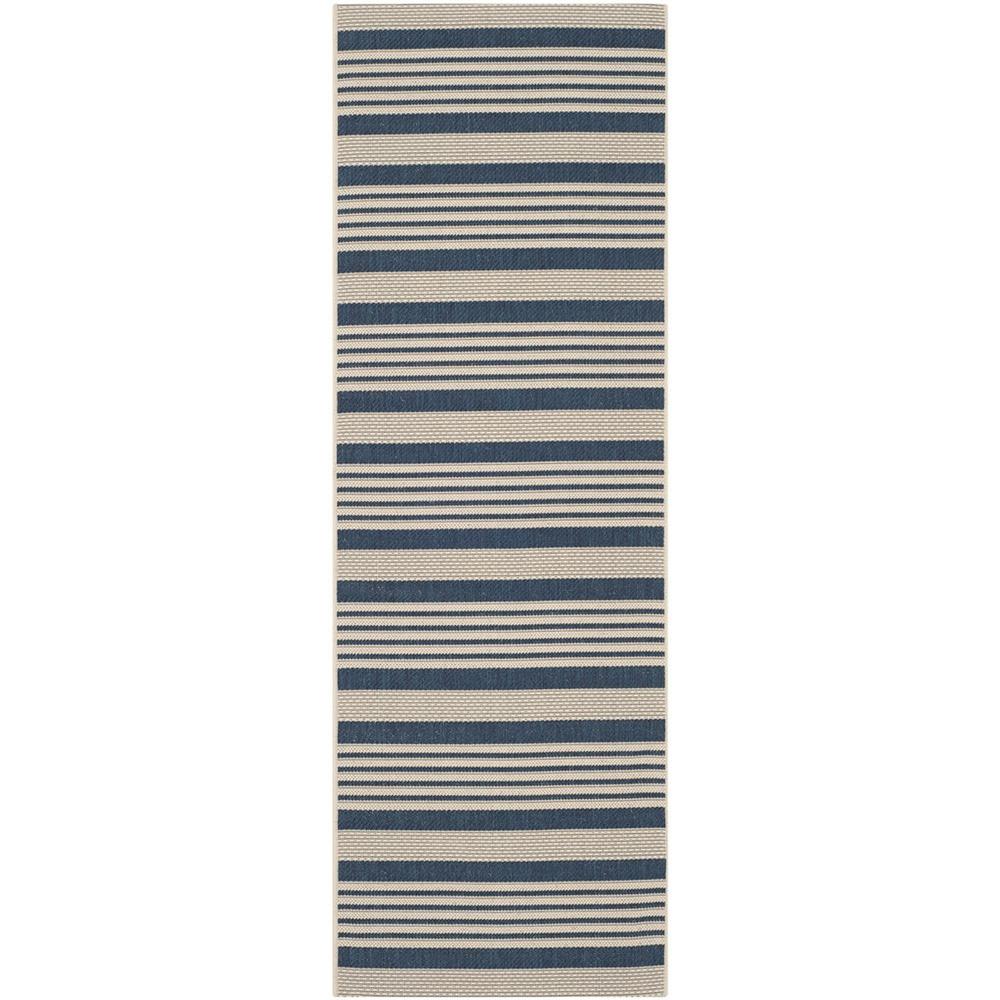 COURTYARD, NAVY / BEIGE, 2'-3" X 12', Area Rug, CY6062-268-212. Picture 1