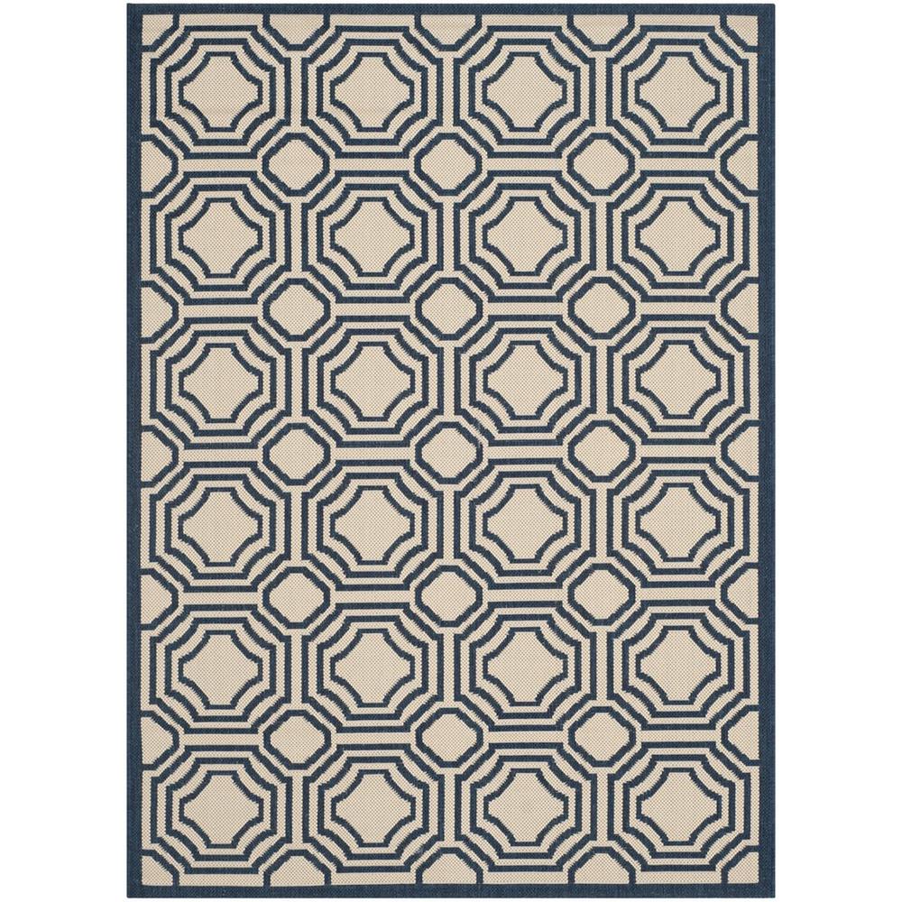 COURTYARD, BEIGE / NAVY, 5'-3" X 7'-7", Area Rug, CY6112-258-5. Picture 1