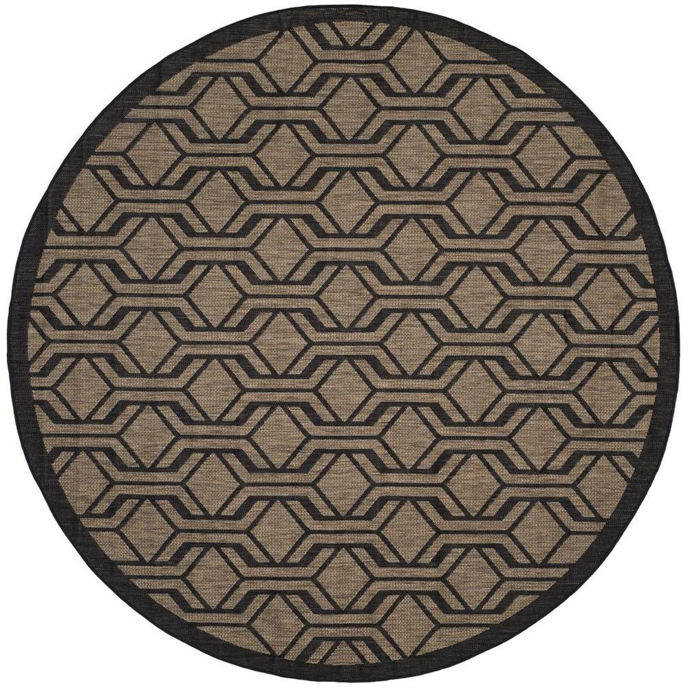 COURTYARD, BROWN / BLACK, 7'-10" X 7'-10" Round, Area Rug. Picture 1