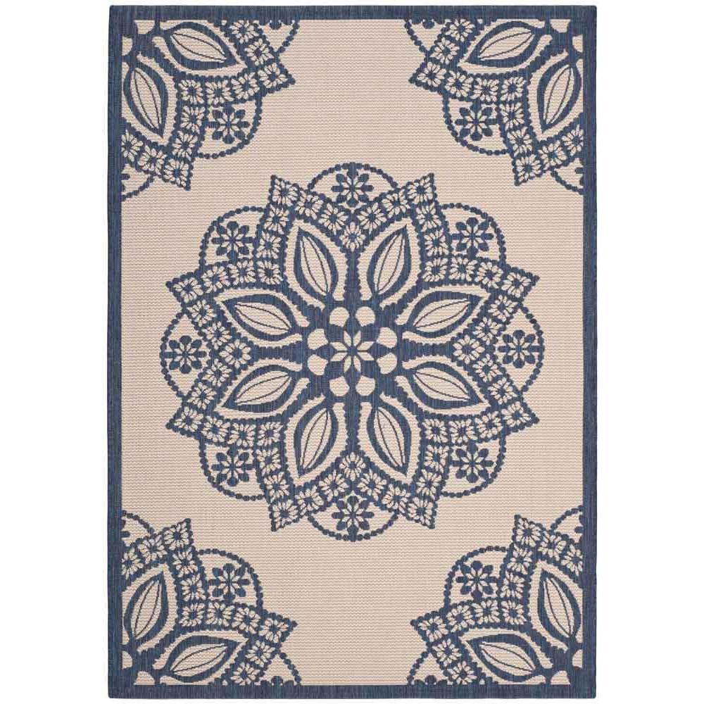 COURTYARD, BEIGE / NAVY, 4' X 5'-7", Area Rug, CY6139-258-4. Picture 1