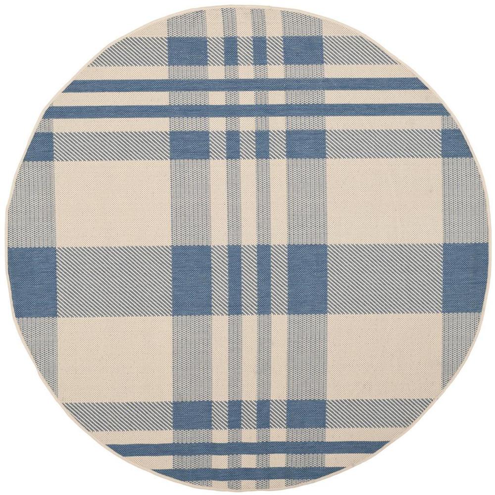 COURTYARD, BEIGE / BLUE, 6'-7" X 6'-7" Round, Area Rug, CY6201-233-7R. Picture 1