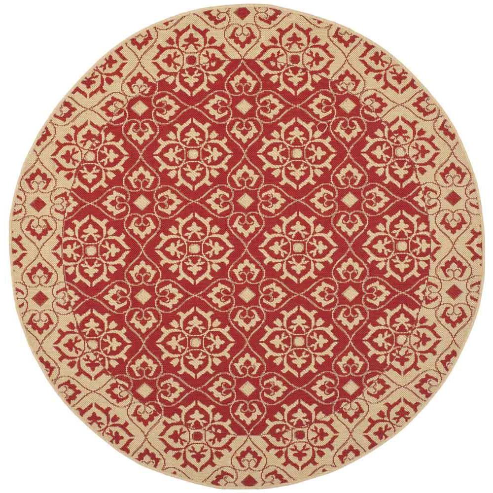 COURTYARD, RED / CREME, 7'-10" X 7'-10" Round, Area Rug. Picture 1