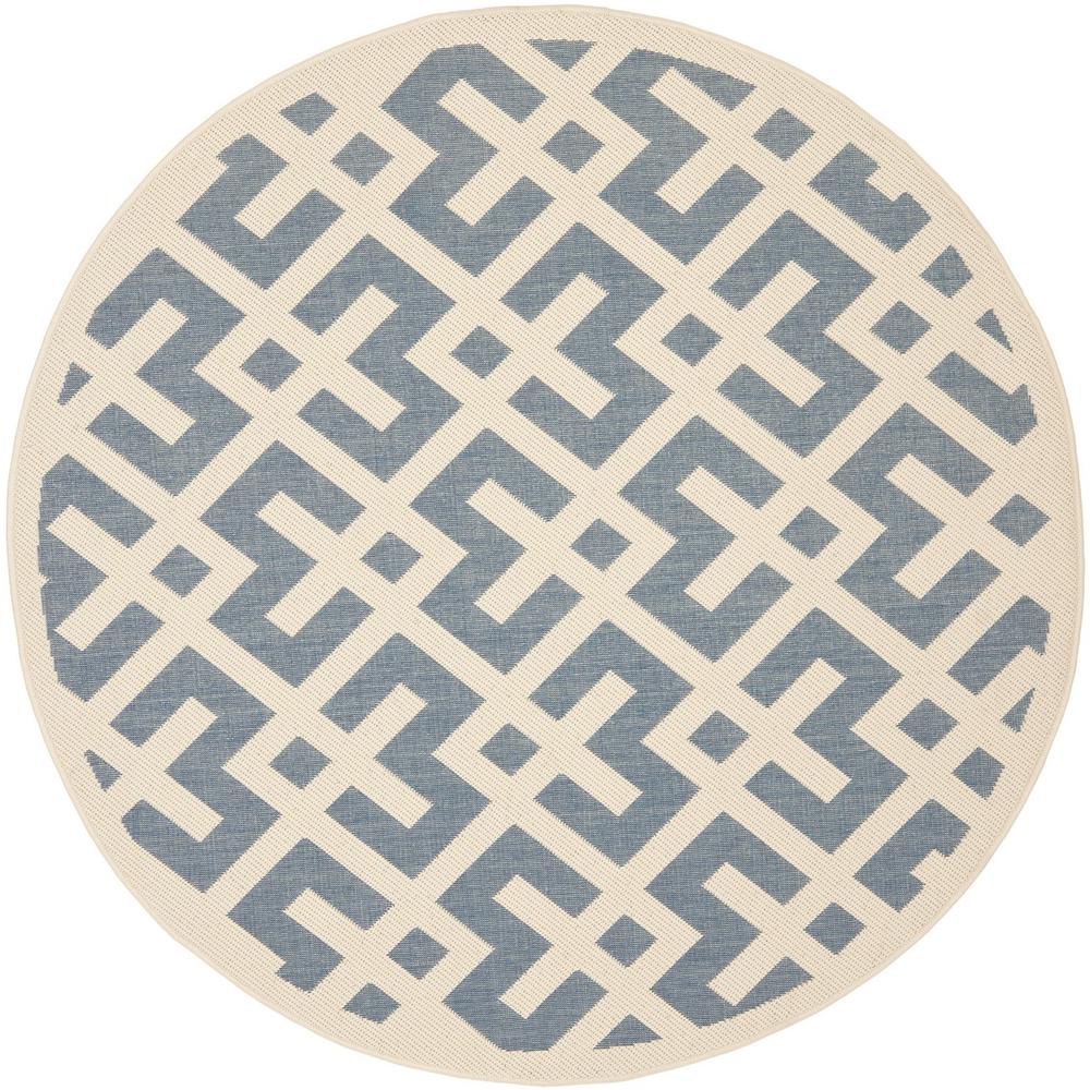 COURTYARD, BLUE / BONE, 6'-7" X 6'-7" Round, Area Rug, CY6915-233-7R. Picture 1