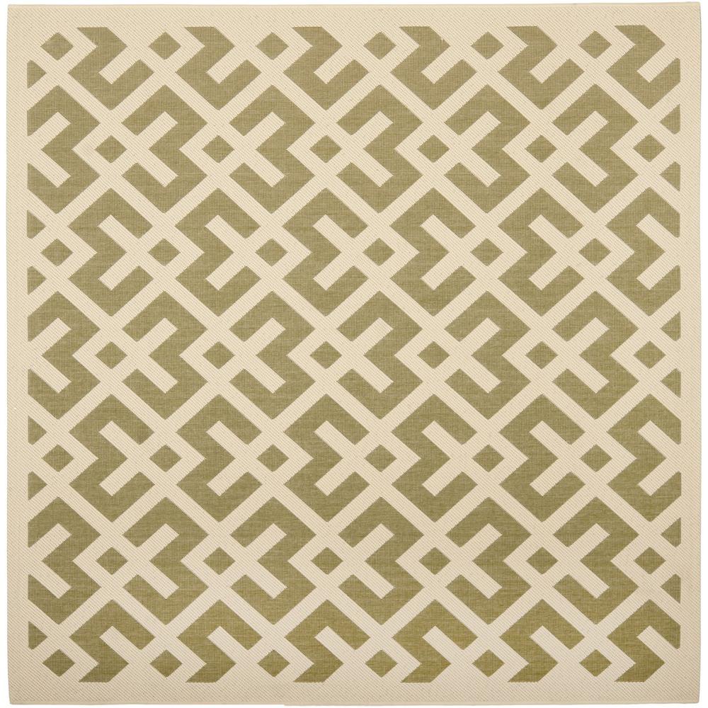 COURTYARD, GREEN / BONE, 5'-3" X 5'-3" Square, Area Rug. Picture 1