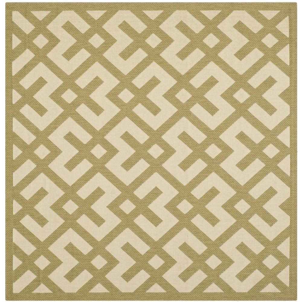 COURTYARD, BEIGE / GREEN, 5'-3" X 5'-3" Square, Area Rug. The main picture.
