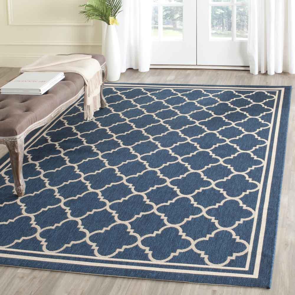 COURTYARD, NAVY / BEIGE, 6'-7" X 9'-6", Area Rug, CY6918-268-6. Picture 1