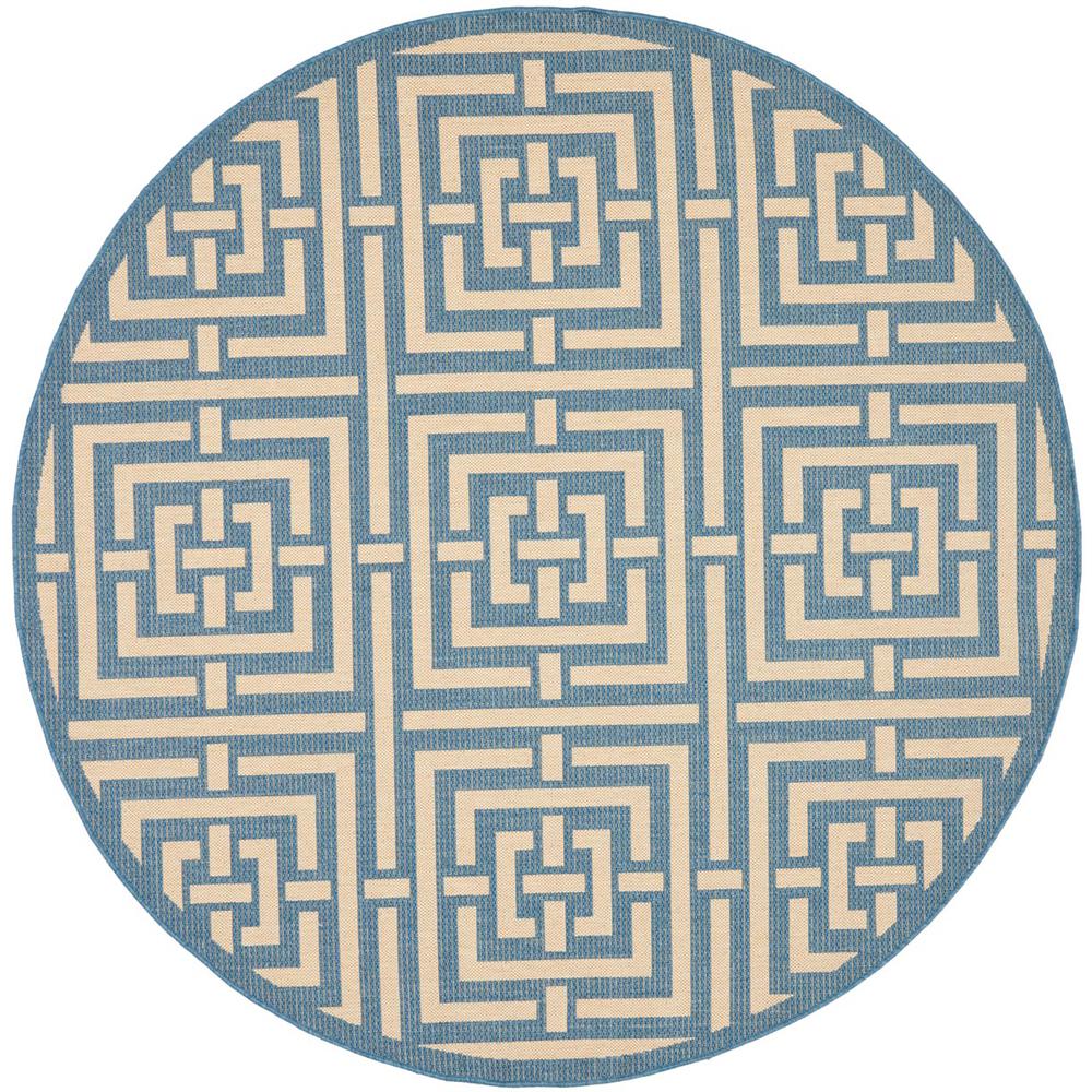 COURTYARD, BLUE / BONE, 6'-7" X 6'-7" Round, Area Rug, CY6937-23-7R. Picture 1
