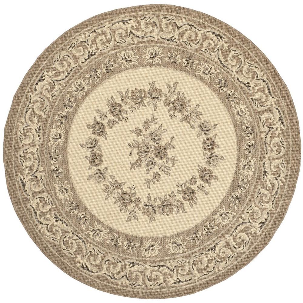 COURTYARD, CREME / BROWN, 6'-7" X 6'-7" Round, Area Rug. Picture 1