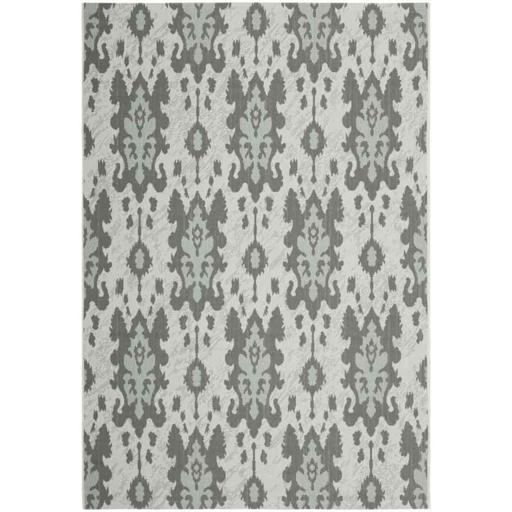COURTYARD, LTGY ANTHRACITE / AQUA WEFT, 2'-7" X 8'-2", Area Rug. Picture 1