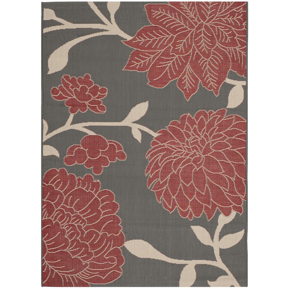 COURTYARD, ANTHRACITE / RED, 6'-7" X 9'-6", Area Rug. Picture 1