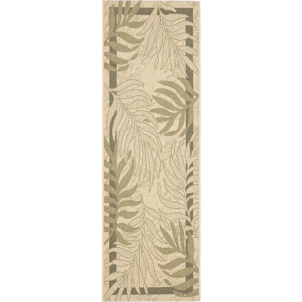 COURTYARD, CREAM / GREEN, 2'-3" X 12', Area Rug. Picture 1